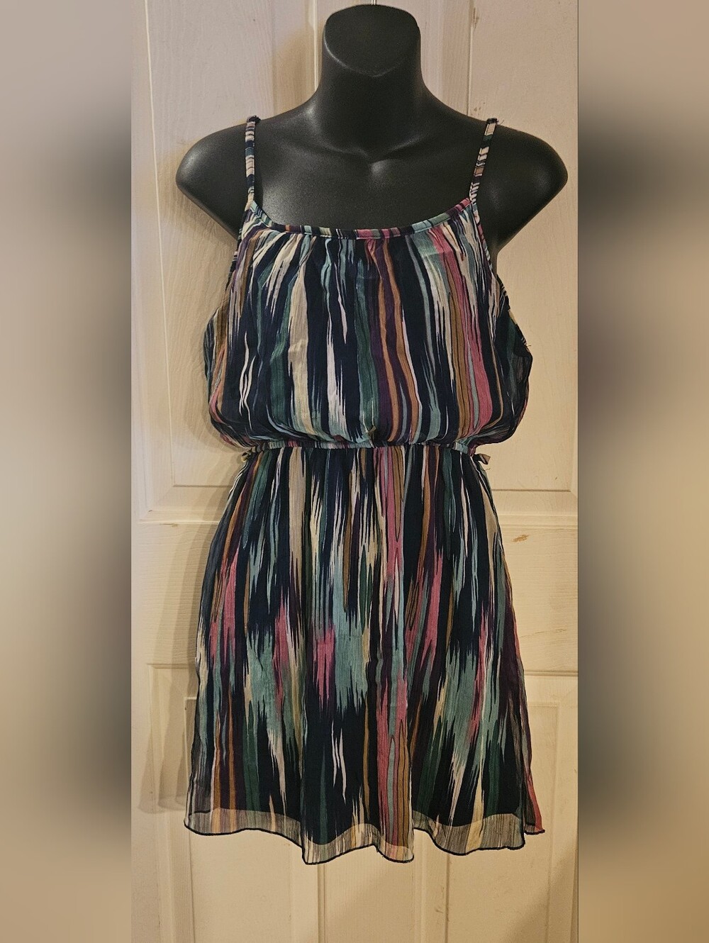 Wet Seal Navy Multicolor Striped Midi Sundress